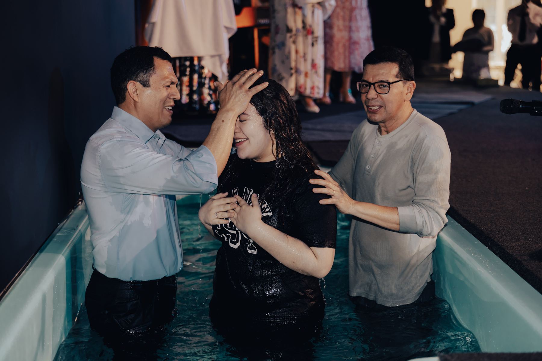 Celebrating a baptism at Living Waters