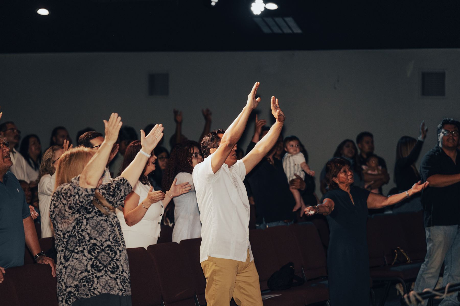 Worship during a service at Living Waters